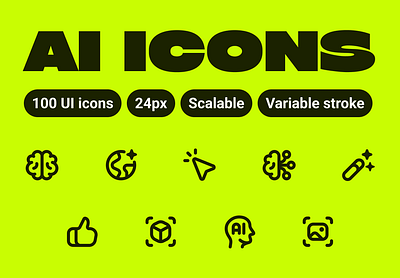 AI Icons ai brain chat chip database icons image intelligence neutral network recognition tools ui