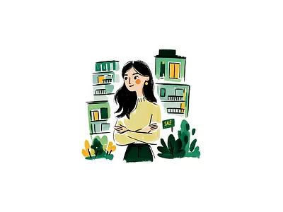a young female real-estate agent illustration illustration