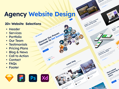 Agency Website Design agency website blog call to action contact design faqs graphic design header landing page news seaction our team portfolio services ui ui ux ux website website design website seactions