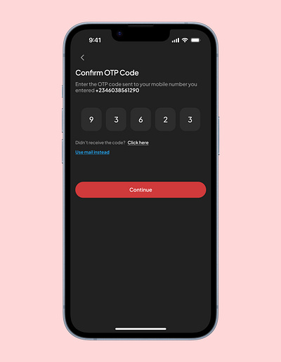 OTP Code Screen aesthetic app code cool dark design email figma font graphic design illustration ios mobile design night otp secure sleek ui ux verification
