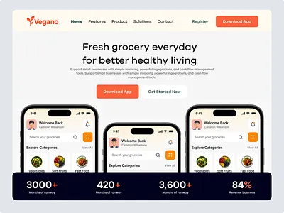 Vegano: Online Grocery Website figma grocerystore intercations landingpage responsive ui userinterface ux webapp