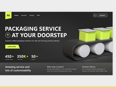 Hero Section for Packaging Company branding packaging company uxui