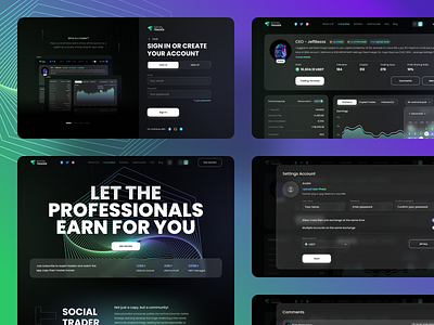 Social Trader – Web3 Copy Trading Platform UI Web App blockchain copytrading crypto crypto design cryptocurrency dashboard fintech fintech investment forex trading stats trading trading dashboard web3