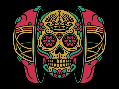 LA Kings 2025 Dia de Los Muertos Apparel dan kuhlken day of the dead dia de los muertos dkng dkng studios geometric hockey illustration la kings nathan goldman skull vector