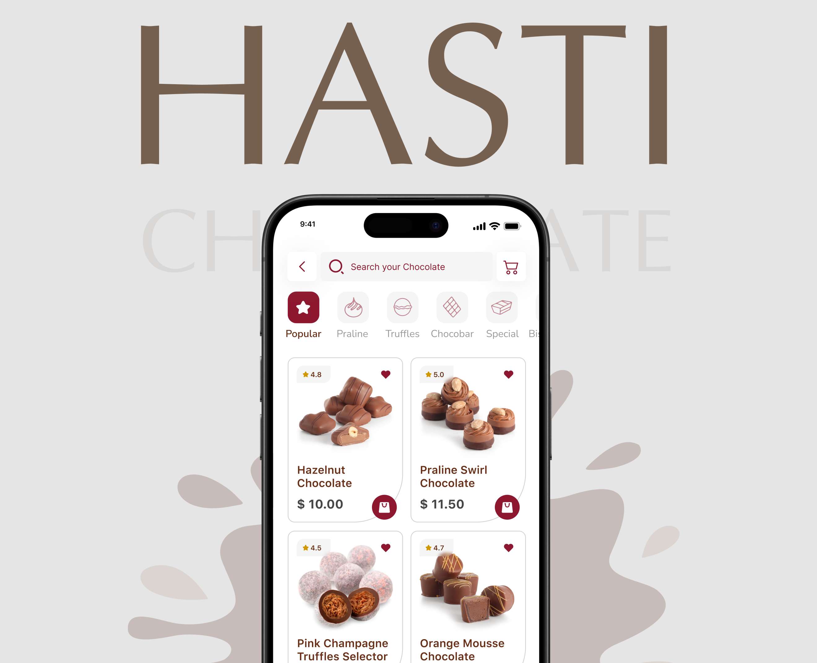 Chocolatier Online App - Hasti Chocolate UI/UX app branding design graphic design logo logomark typography ui ux visual identity web design