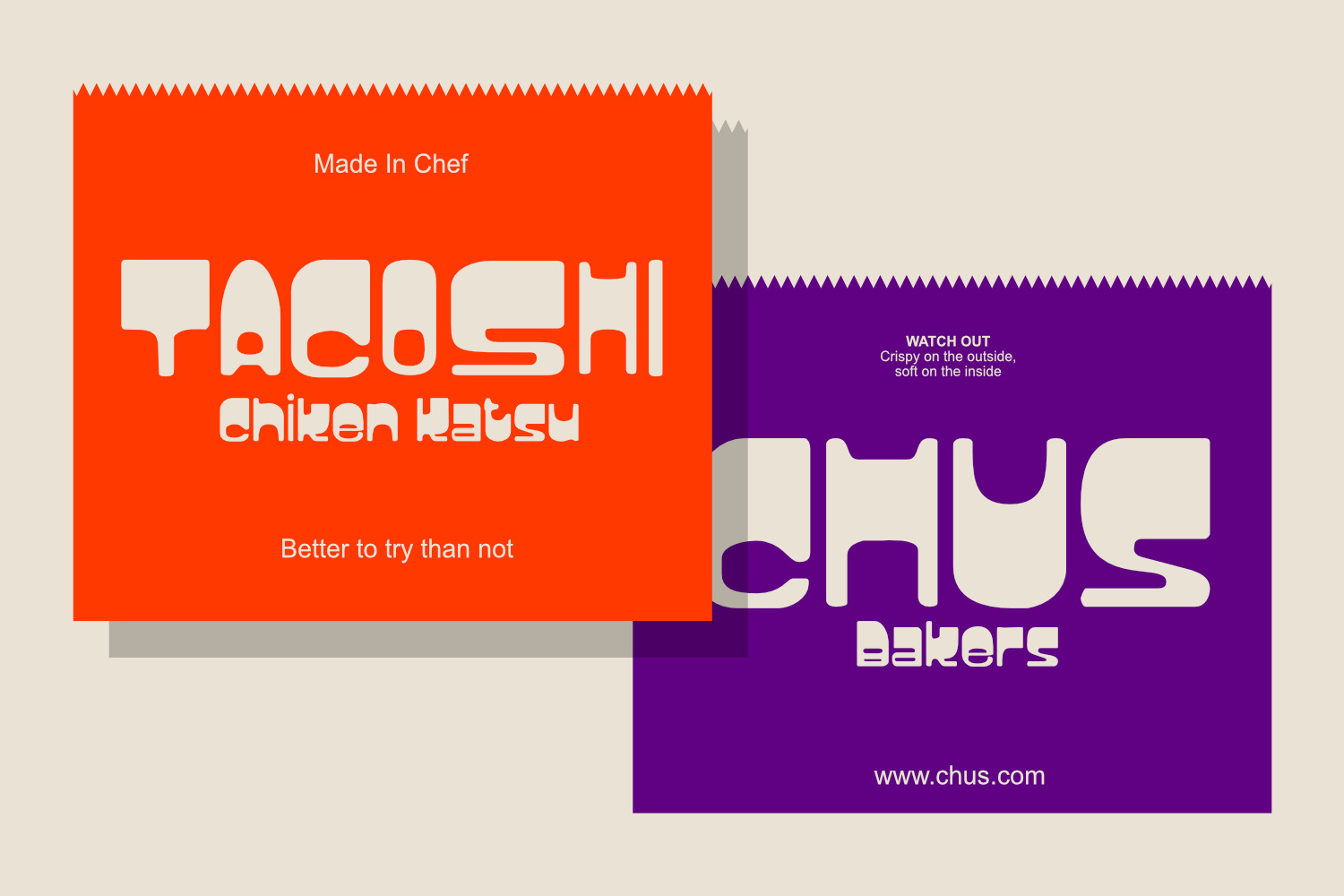 Tacoshi & Chus bakers brand identity branding chiken coffee display font drink fb font food food and beverage graphic design groovy katsu logo logotype packaging typeface typography unique