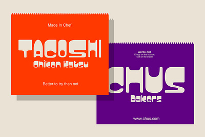 Tacoshi & Chus bakers brand identity branding chiken coffee display font drink fb font food food and beverage graphic design groovy katsu logo logotype packaging typeface typography unique
