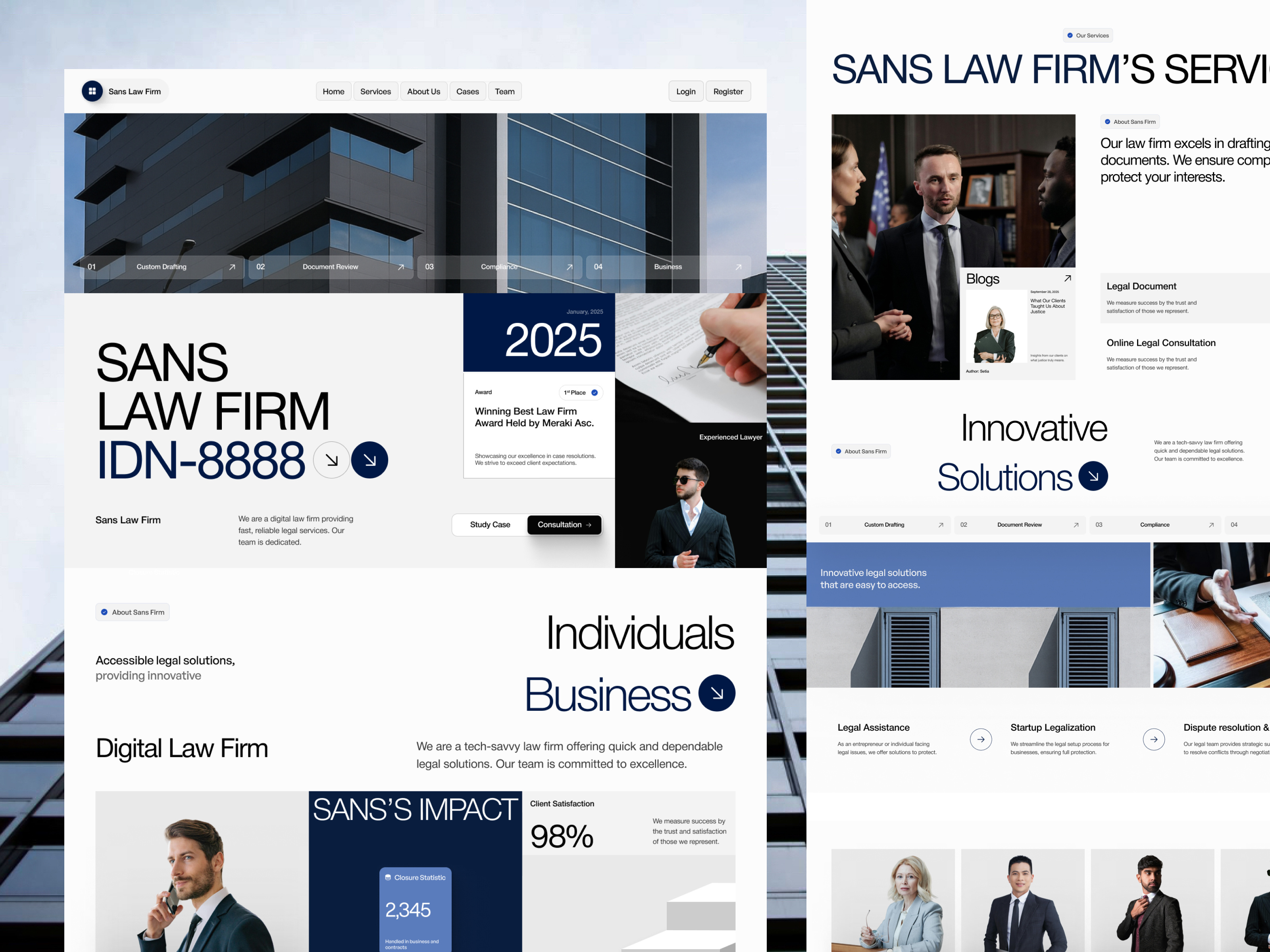 Sans Law Firm Company Profile agency business company digital elementor firm framer investor landing law marketing office page profile startup ui webflow website wordpress