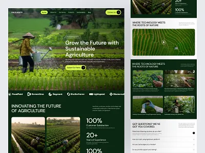Agriculture Landing Page agricultural tech agrotech design design farm business farming website green fields landing page organic farming smart farming template ui ux website