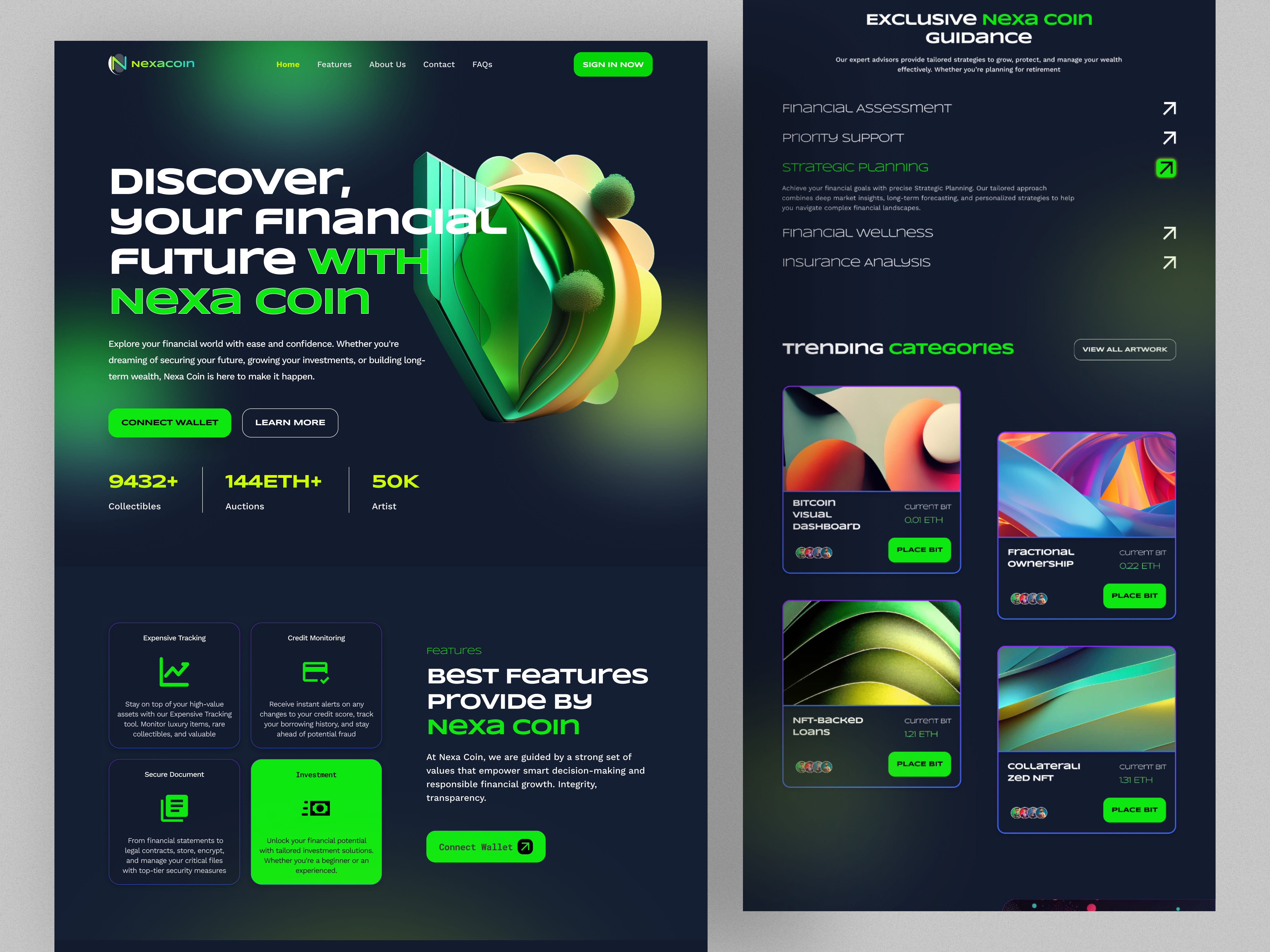 Crypto Finance Landing Page - NexaCoin banking crypto crypto currency crypto finance crypto website design finance finance landing page fintech interface landing page modern design saas saas landing page saas website ui ui design ux design wallet web design