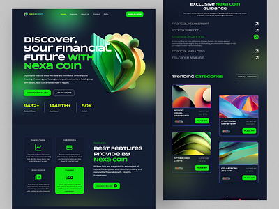 Crypto Finance Landing Page - NexaCoin banking crypto crypto currency crypto finance crypto website design finance finance landing page fintech interface landing page modern design saas saas landing page saas website ui ui design ux design wallet web design