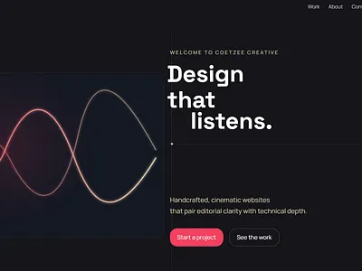 Coetzee Creative — Cinematic Hero Design & Motion Exploration gsap interactiondesign motiondesign nextjs uiux webdesign