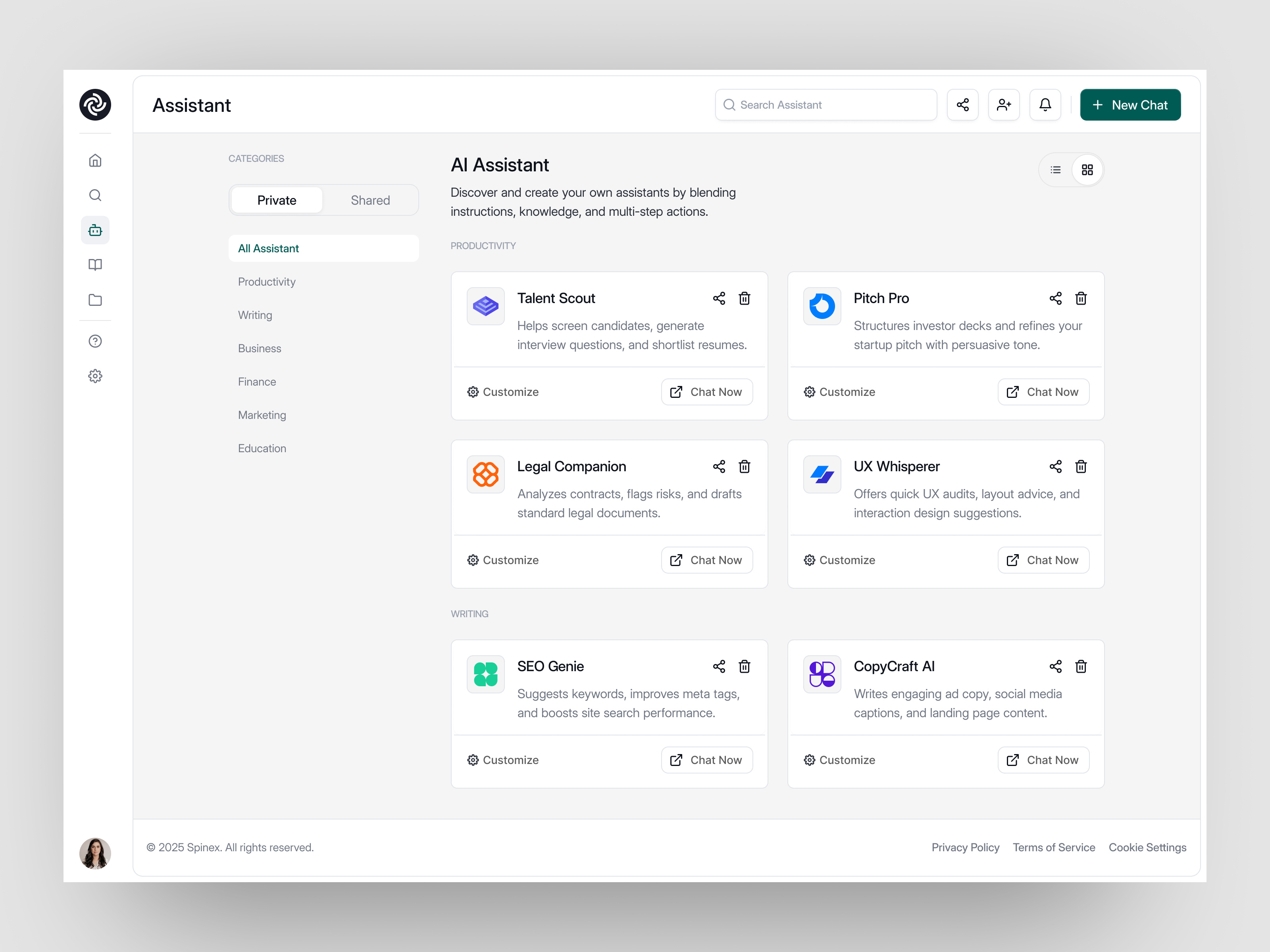 Example of Spinex - AI Dashboard