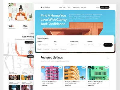 Haki's Real Estate - Landing Page agents buyer clean design interior home home buying home design interior landingpage locations minimalist product design property real estate seller testimonial ui ux webdesign
