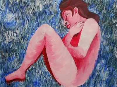 Untitled, 2013 acrylic paint grass nude