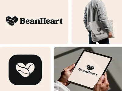 Coffee with Heart BeanHeart Branding brand identity branding coffee coffee shop color palette design emblem graphic design icon label logo logo design logo type logodesign logotype mark minimalist logo monogram packaging typography