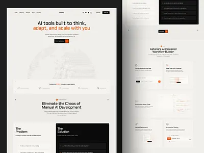 AI-Powered Workflow Builder — Web Design ai automation builder dashboard header illustration landing page minimaldesign product design saas startup techdesign ui uiux web design webapp website
