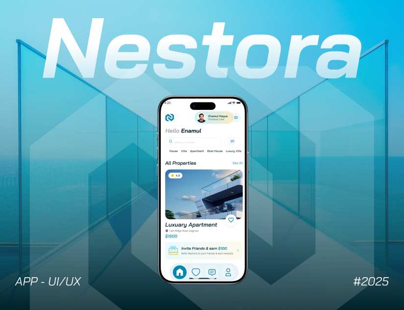 Nestora | Real Estate Mobile App Design - UI UX appconcept appdesign cleanui designinspiration figma homedesignapp interactiondesign minimaldesign mobileappdesign mobileinterface mobileui modernui productdesign propertyapp realestate realestateapp uidesign uiux userexperience uxdesign