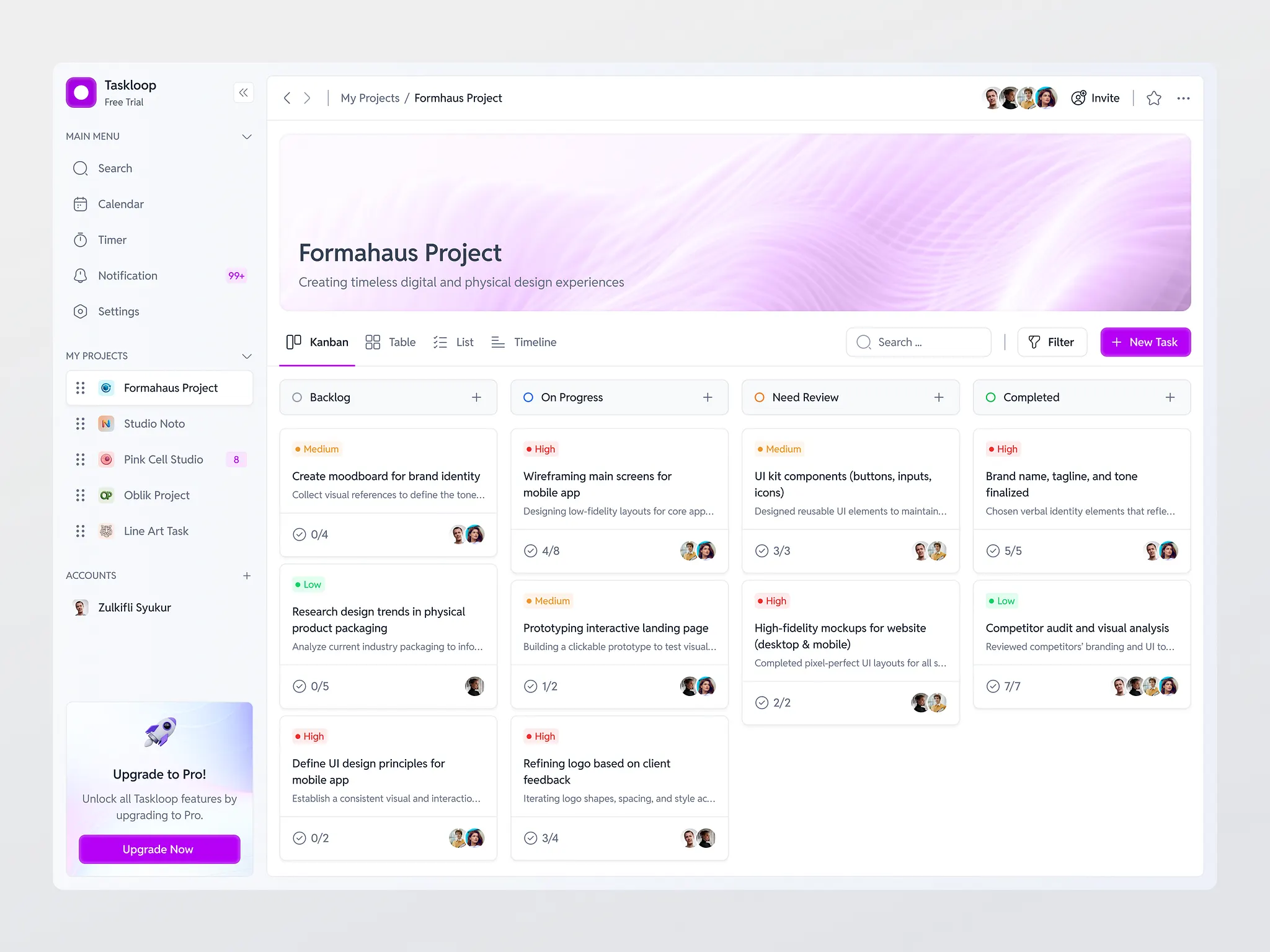 Taskloop (Task Management) - Motion Design admin panel clean design dashboard design employee hr hr management human resources minimalist modern design task management task tracking time management ui uidesign uiux ux uxdesign web design website