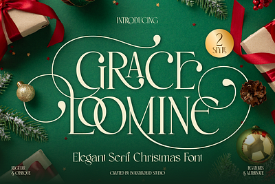 Grace Loomine branding christmas font christmas greeting card custom font decorative font decorative serif elegant christmas font elegant font festive font font font design font style free font holiday font luxury font modern classic font serif display stylish font typeface wedding invitation