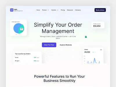 SaaS Order managemet landign page design branding dailyui design graphic design home page illustration landing page logo saas software ui ux web webdesigner