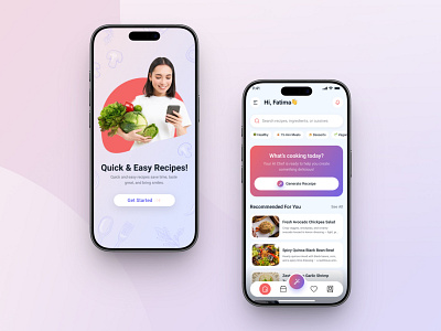 Best AI Food Recipe App UI Design ai food app ai in design app design clean ui cooking app food app food planner food recipe app healthy eating kitchen app meal planning minimal ui mobile app mobile ui nutrition app product design recipe app ux design