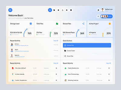 Account Storage & File Management Dashboard admin clean cloud storage crm dashboard design directory file management folder minimalist product design saas software storage ui web app