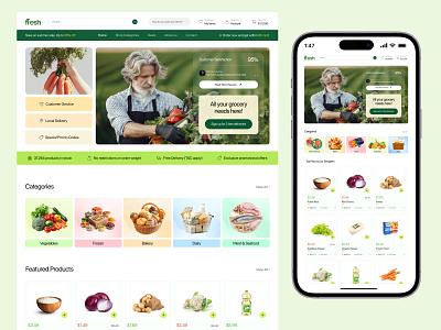Grocery Website Design ecommerce grocery grocery ecommerce grocery marketplace grocery mobile app grocery product grocery store grocery ui grocery uiux grocery web deign grocery website grocery website design grocery website ui mobile responsive modern responsive ui design web design
