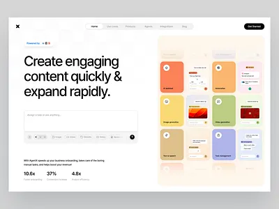 AgentX ai agent ai automation ai workflow automation illustration landing page minimal product product design task task management ui ui design ui ux ux design web web header website design