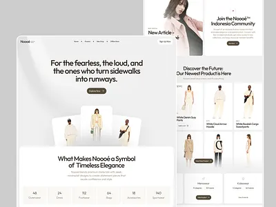 Noooé – Fashion E-commerce Exploration bold clean e commerce fashion homepage landing page store style website women