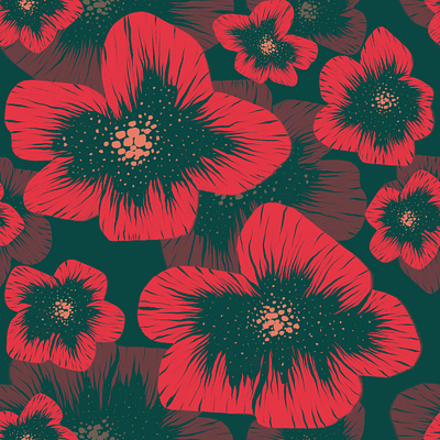 Red Maxi Flowers. Seamless pattern fabric fashion floral flower pattern red seamless textile