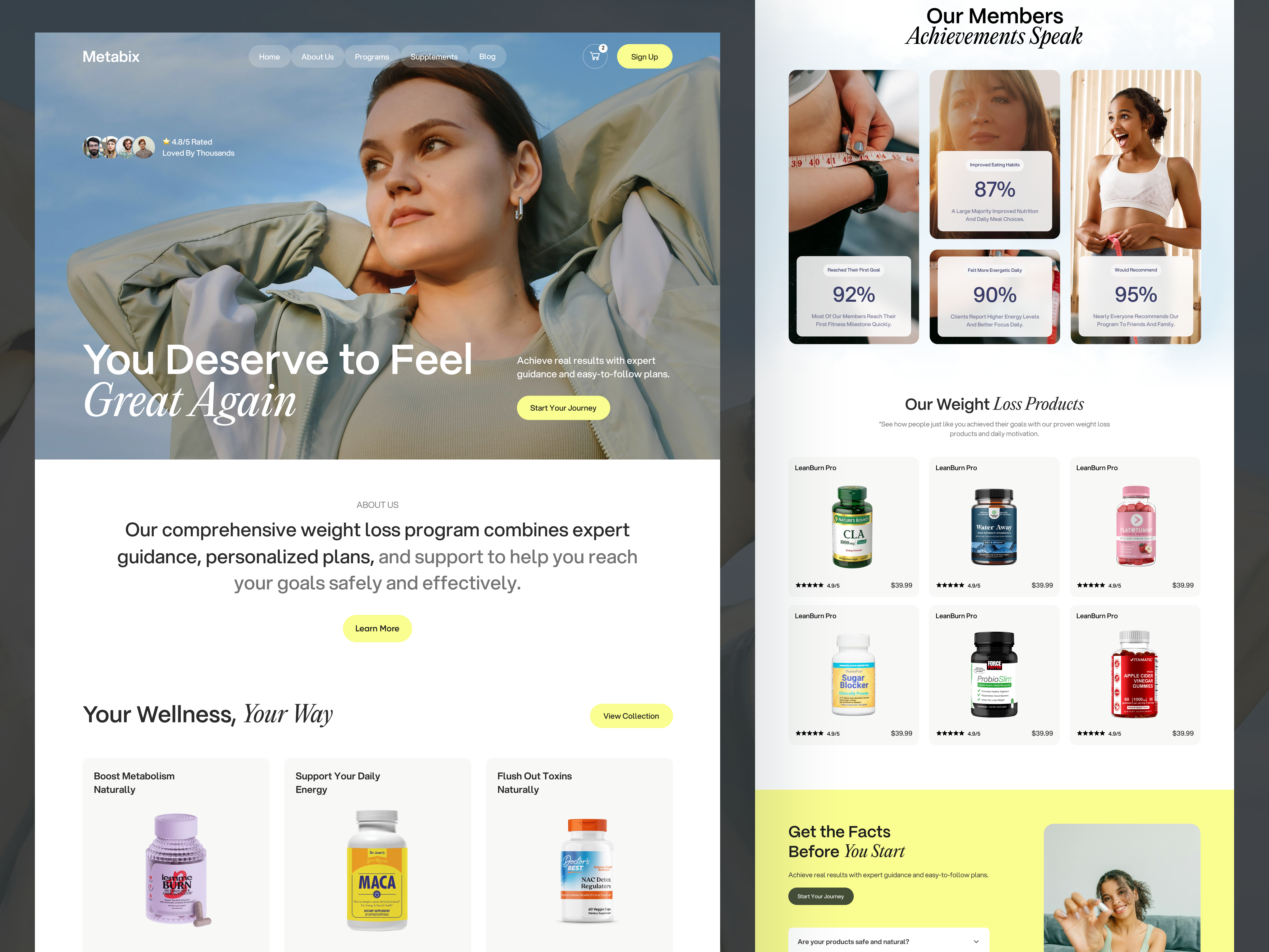 Weight Loss Website fitness website health landing page life style modern ui modern website product design ui ui design uiux ux ux design web design web ui website website design weight loss website