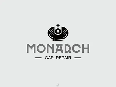 MONARCH auto automobile car craft crown logo minimalism monarch repair screw services spanner wrench