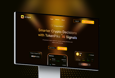 TradexIQ — AI-Powered Financial Insights landing page and mobile behanceportfolio crypto dashboard cryptoapp cryptosignal cryptotrading dark mode ui fintechdesign landing page mobileappdesign modern ui tokenpiks tradingappui uidesign web landing page