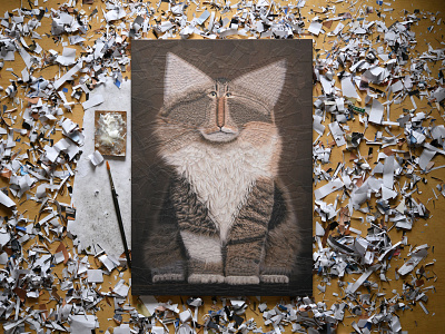 Mimsy, studio cat cat illustration cat portrait cats collage feline illustration