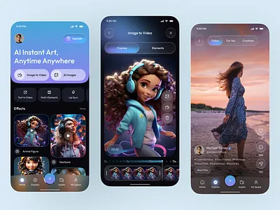 AI Image to Video Generator App ai animation ai app ai art ai design ai tool ai video generator app design image to video mobile mobile app text to video ui design video editor app