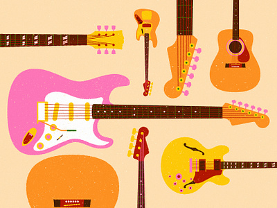 Guitars, Guitars and More Guitars acoustic acoustic guitar ax bass bass guitar chris rooney collection concert electric guitar folk guitar guitarist illustration music musical instrument musician neck rock strings