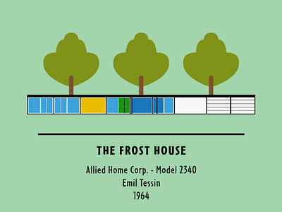 MOD-icon for The Frost House frost house icon design illustration indiana michigan michigan city mid century mid century architecture mid century design mid century modern ranch style single story vector art vector illustration