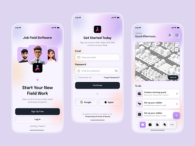 Job Field Service Mobile App application employee field job field service field service app hiring job job details job finder job listing job management job tracking mobile ui service management service scheduling ui design user experience ux design work order work order management