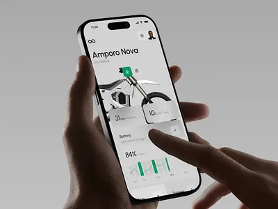 Amporo Nova - E-Bike Mobile App ai app app design b2b bike business crm dashboard design electric interface mobile mobile app navigation product saas service software ui ux