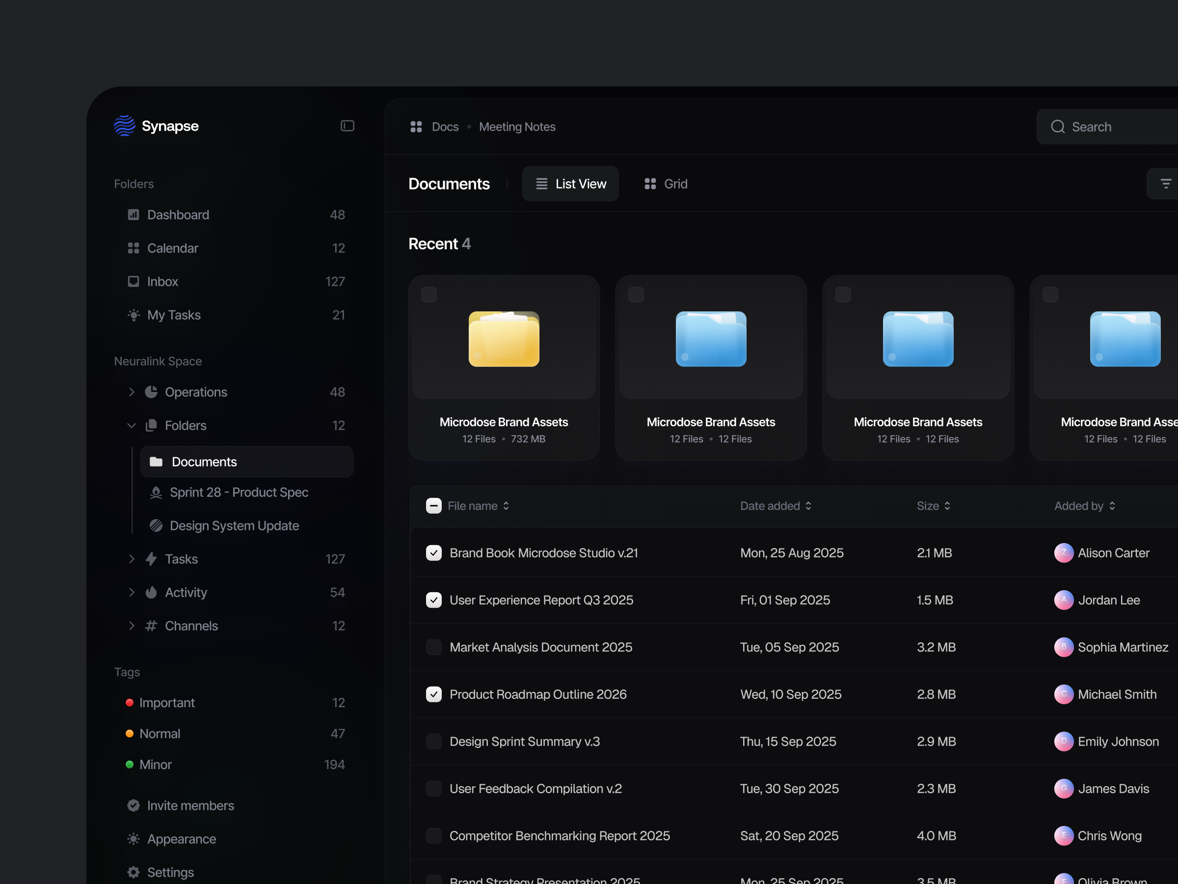 Example of Dark mode documents