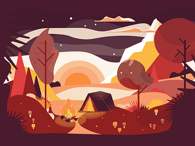 Vector Landscape. Autumn Forest autumn forest illustration landscape vector
