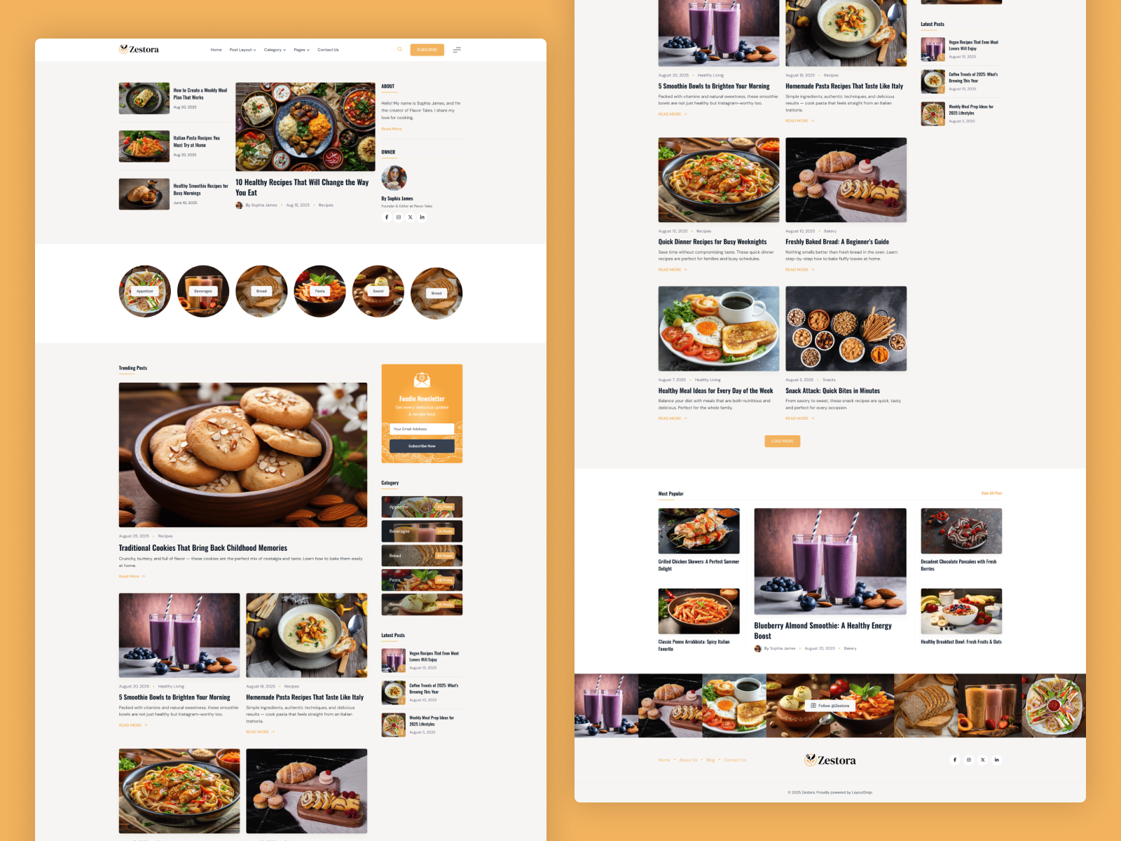 Zestora - Food & Personal Blog Bootstrap HTML Template blog blogger food food blog minimal personal blog
