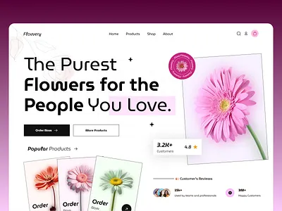 Flower shop web ui design clean ui ecommerce flower shop hero section minimal ui modern ui online shop product design shop store ui ux web web design web ui website