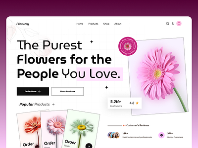 Flower shop web ui design clean ui ecommerce flower shop hero section minimal ui modern ui online shop product design shop store ui ux web web design web ui website