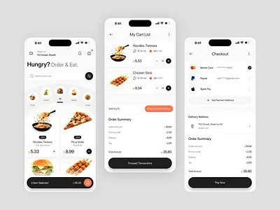 Food Delivery App UI Design - Ordering & Checkout Flow animation app app design app interface cart checkout flow delivery app food food app food app ui food delivery app mobile mobile app mobile app design mobile ui modern app interface modern app ui ordering product design ui ux