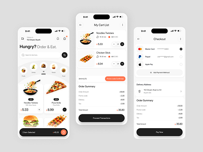 Food Delivery App UI Design - Ordering & Checkout Flow animation app app design app interface cart checkout flow delivery app food food app food app ui food delivery app mobile mobile app mobile app design mobile ui modern app interface modern app ui ordering product design ui ux