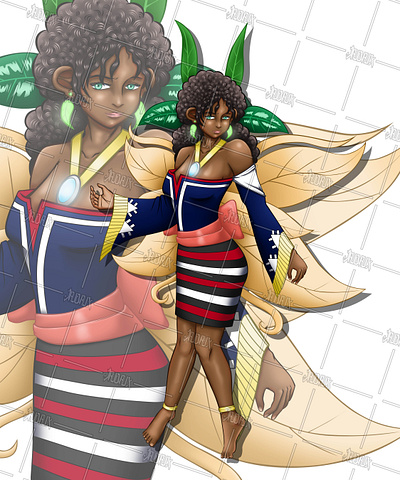 Diwata Aeta adobe photoshop art asian character design cryptid cute dark skinned design digital artwork drawing enchantress fairy fantasy filipino illustration indigenous mixed media mythological traditional drawing tribal