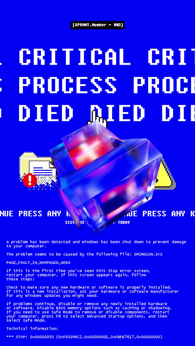 Experiments in design. Motion poster. xprmnt.number = 003 3d bsod challenge cinema 4d experiment motion graphics poster