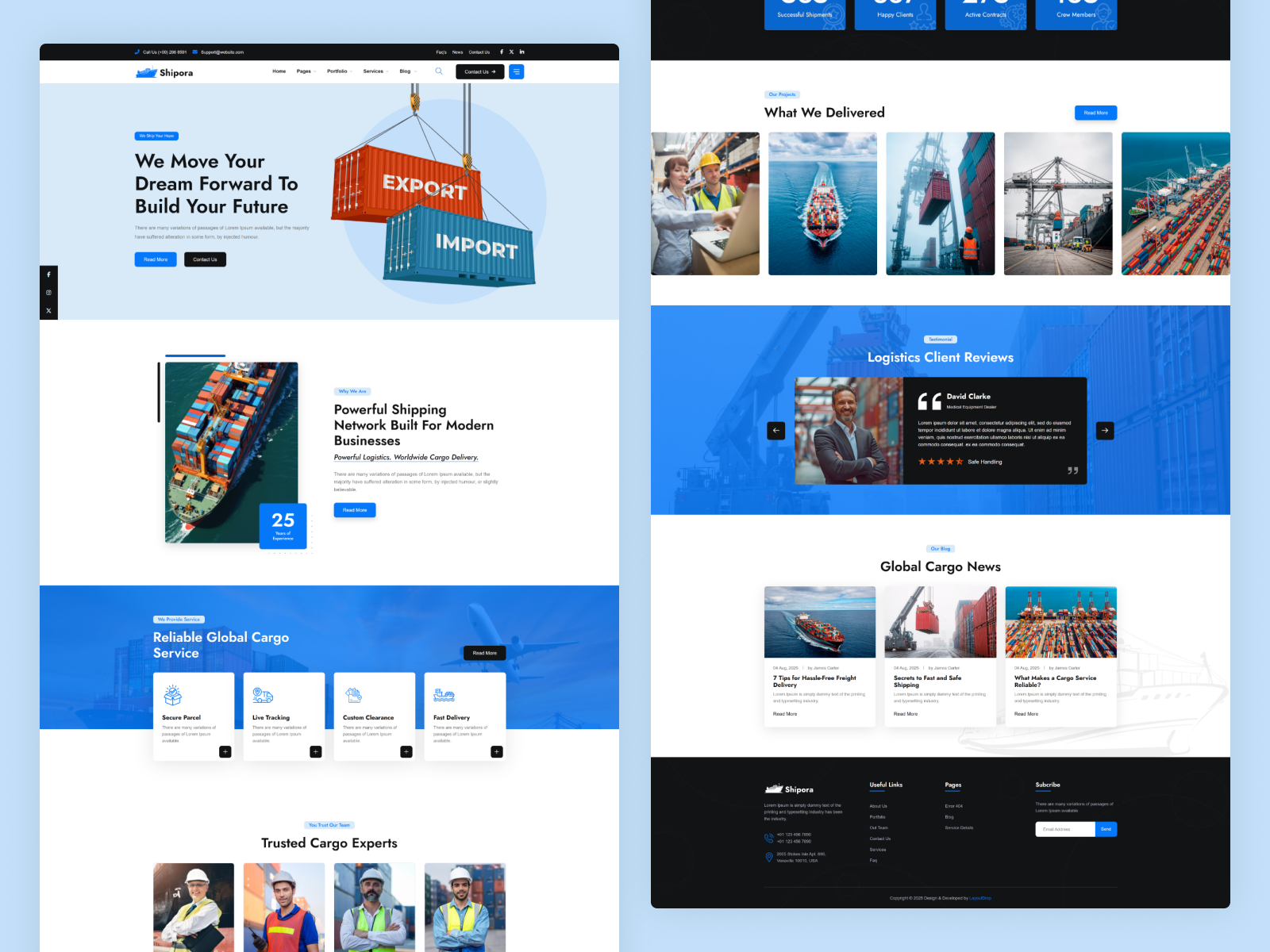 Shipora - Transport & Logistics Bootstrap HTML Template agency cargo delivery service freight logistics shipping transport